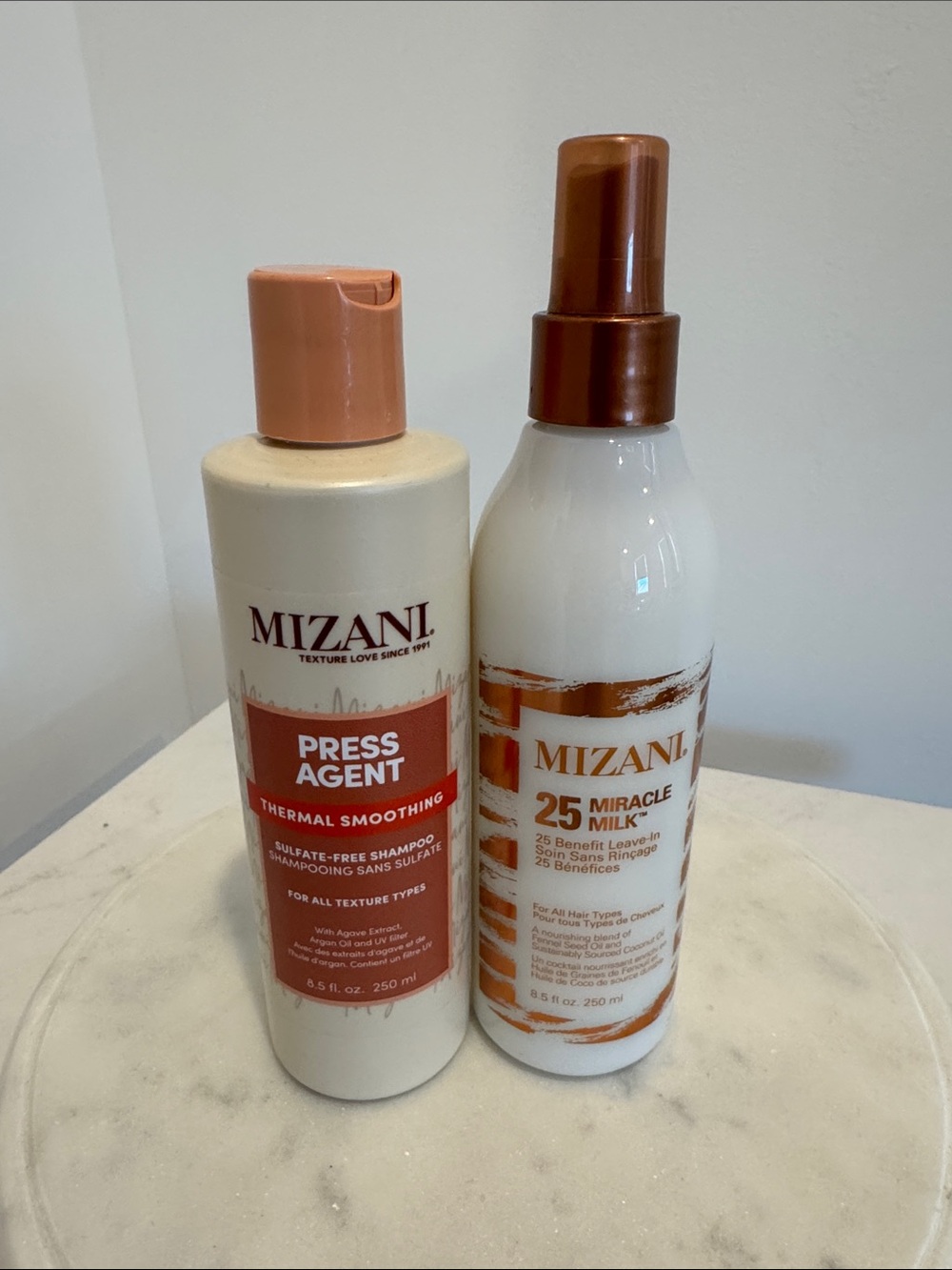 Mizani Press Agent Shampoo and Miracle Milk Leave-In